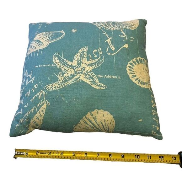 Nautical Throw Pillow Set of 2 Decorative 12" Seashell Starfish Beach House - Picture 3 of 6